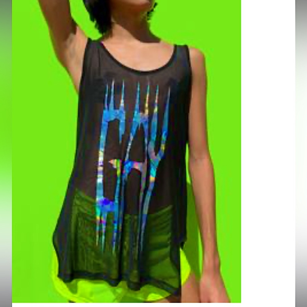 Dolls kill Gay pride Beyond the labels sheer mesh tank top dollskill club exx